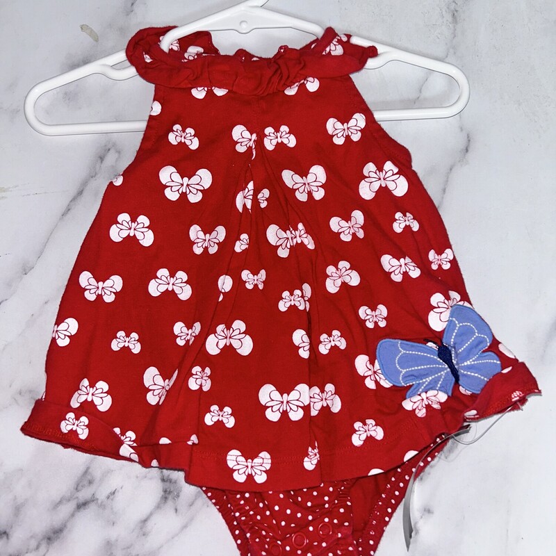 3/6M Red Butterfly Onesie, Red, Size: Girl NB-3m