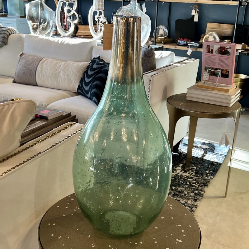 Glass Vase Green, Green, Size: 22
