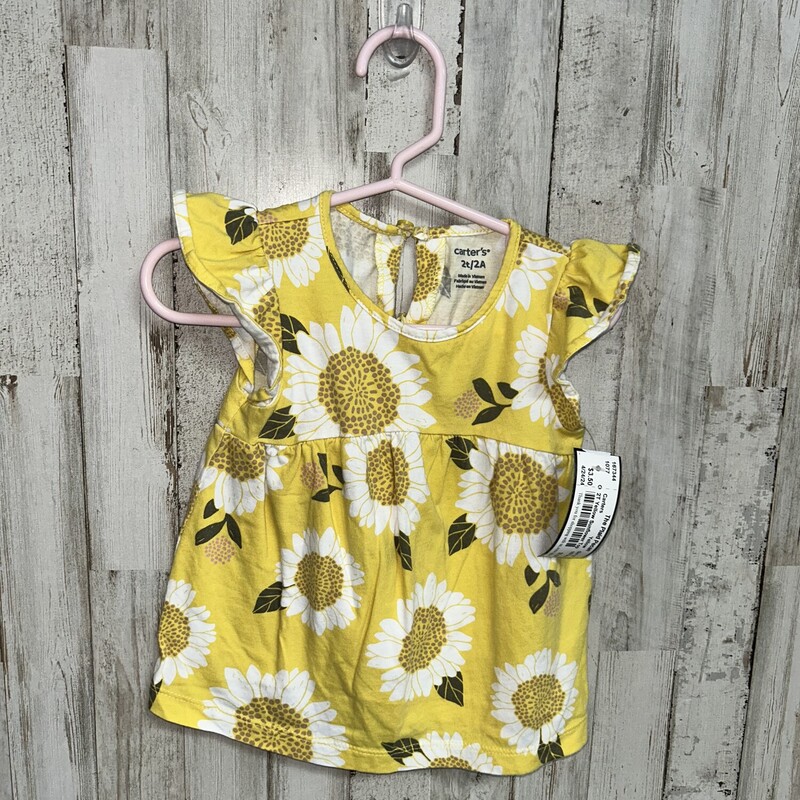 2T Yellow Sunflower Top, Yellow, Size: Girl 2T
