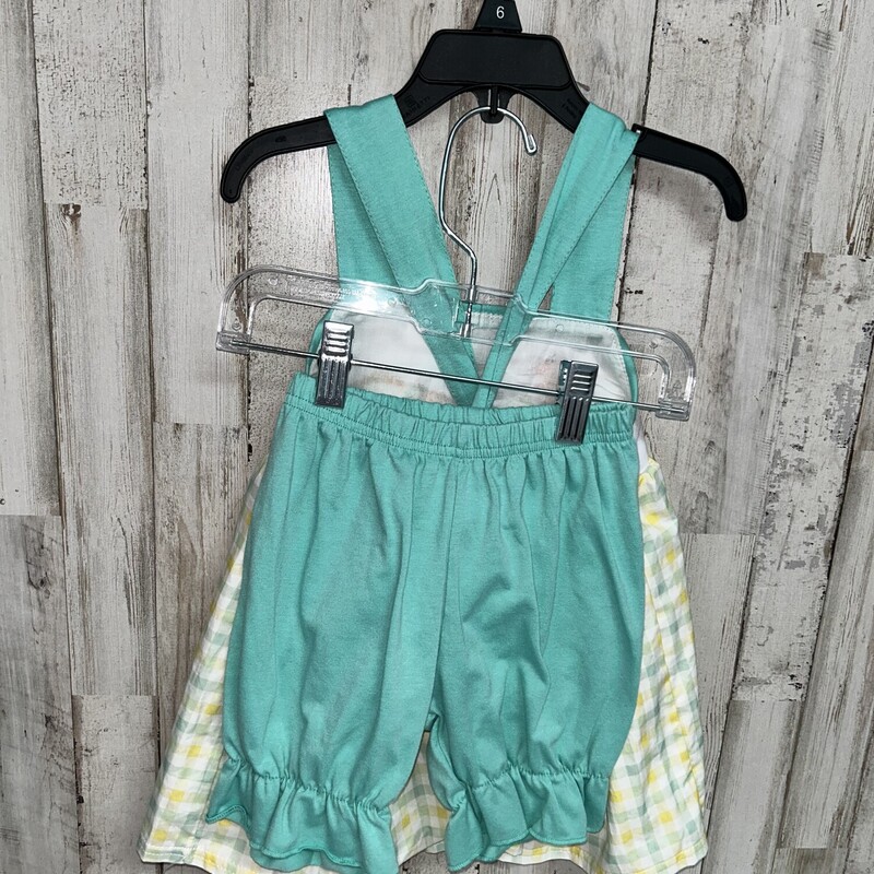4T Teal Dino Plaid 2pc Se, Green, Size: Girl 4T