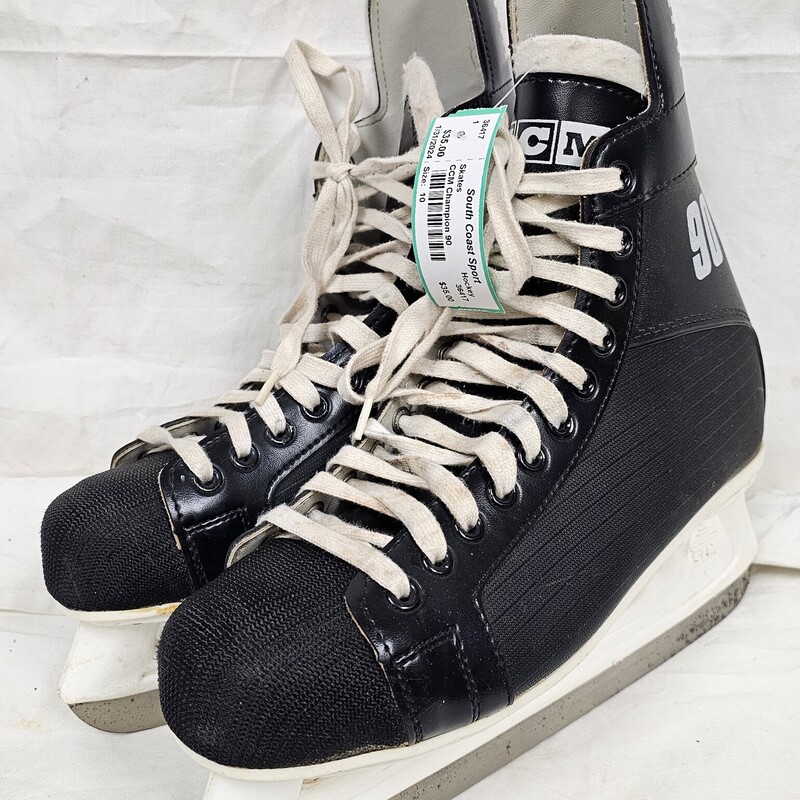 Pre-owned CCM Champion 90 Hockey Skates, Size: 10. Shoe size 11= Hockey Skate size 10