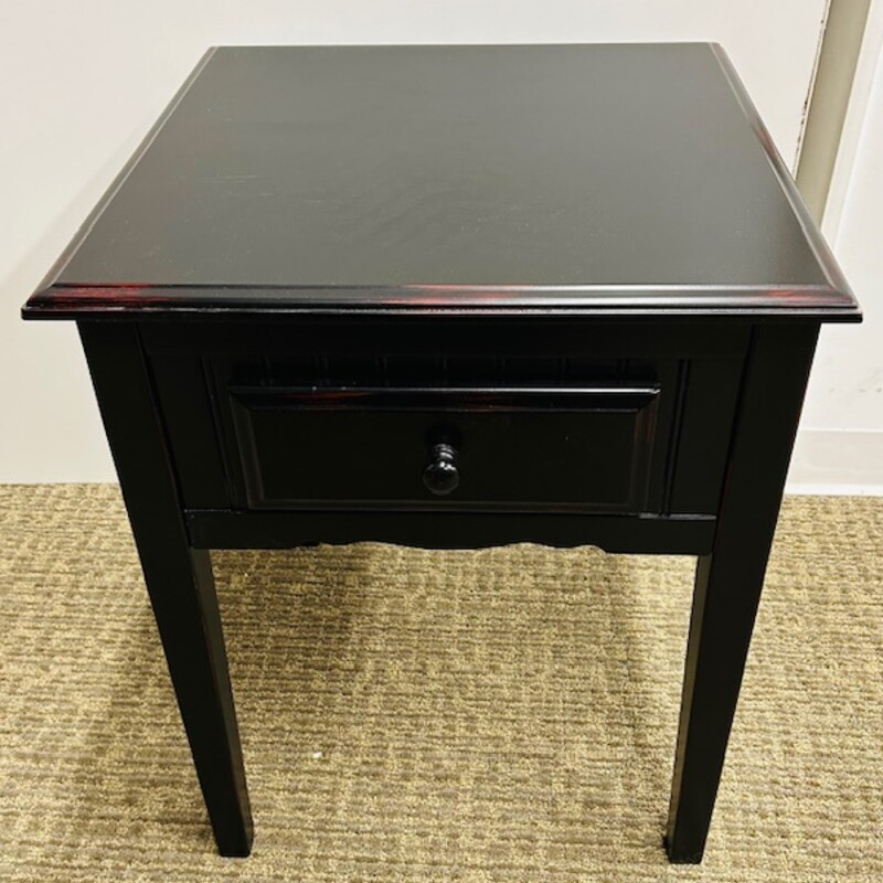 1 Drawer Ribbed Wood Accent Table
Black Red Size: 19 x 19 x 24H