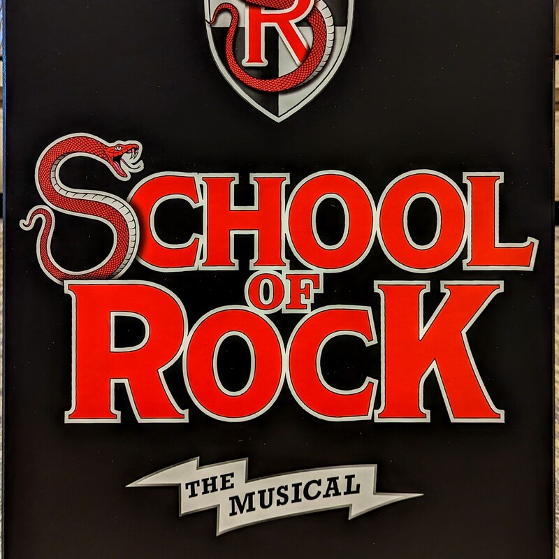 School Of Rock Wood Plaque
Black Red  White  Wood Plaque with Hanger
Size: 14x22H
Coordinating Broadway Plaques Sold Separately