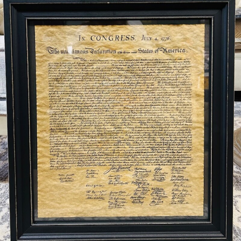 Framed Declaration of Independence Print
Tan Black Size: 18 x 20H