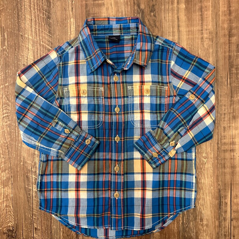 Baby Gap Plaid Buttonup, Blue, Size: 4 Toddler