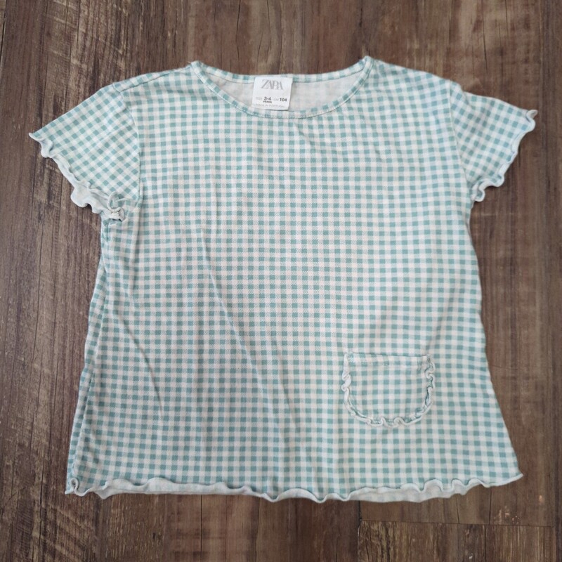 ZaraGirl Check Knit Tee, Mint, Size: 3 Toddler