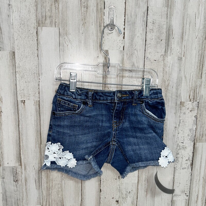 7/8 Denim Lace Shorts, Blue, Size: Girl 7/8