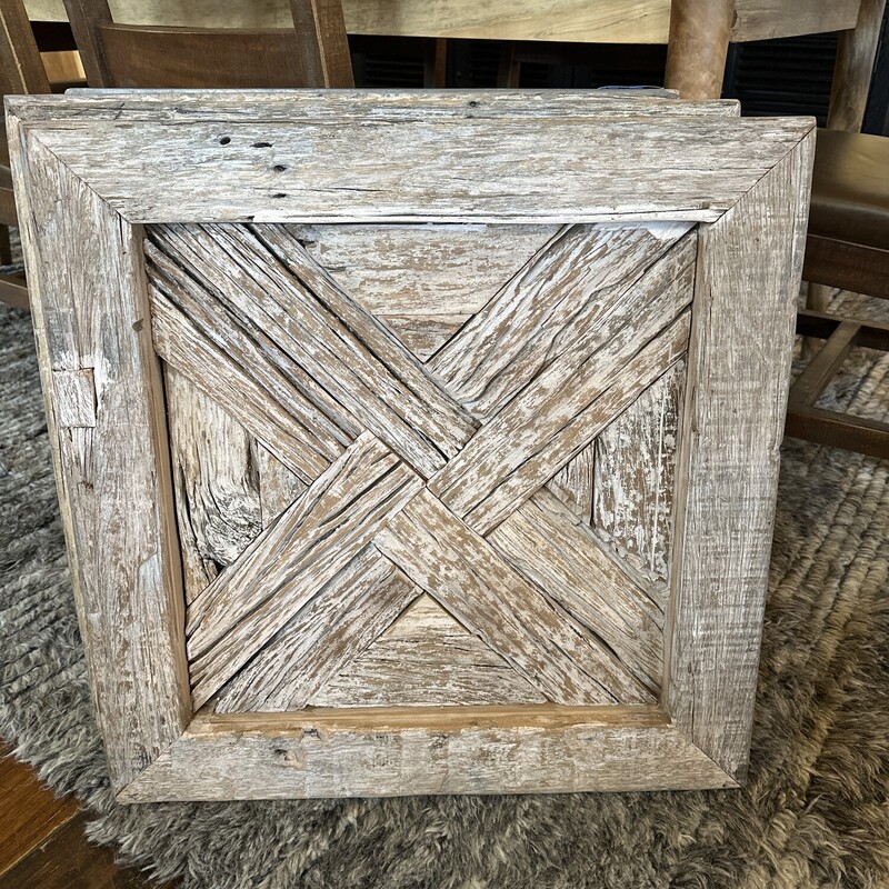 Deer Valley Panel<br />
<br />
Size: 24x24<br />
<br />
Crafted from British Empire Era (creosote free) Indian railroad ties, the Deer Valley and Alta Wall Panels capture the rich patinas and textures of passing time. Sophisticated yet rustic, refined yet rough-hewn, these easy-to-hang cleated panels add depth and character to any room when positioned individually, in compositions, or even grouped together as a headboard.