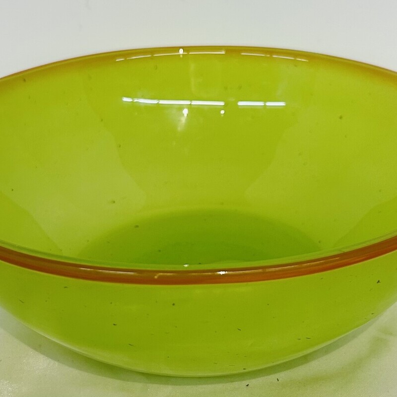 Art Glass With Orange Trim Bowl
Green Orange
Size: 9 x 3H