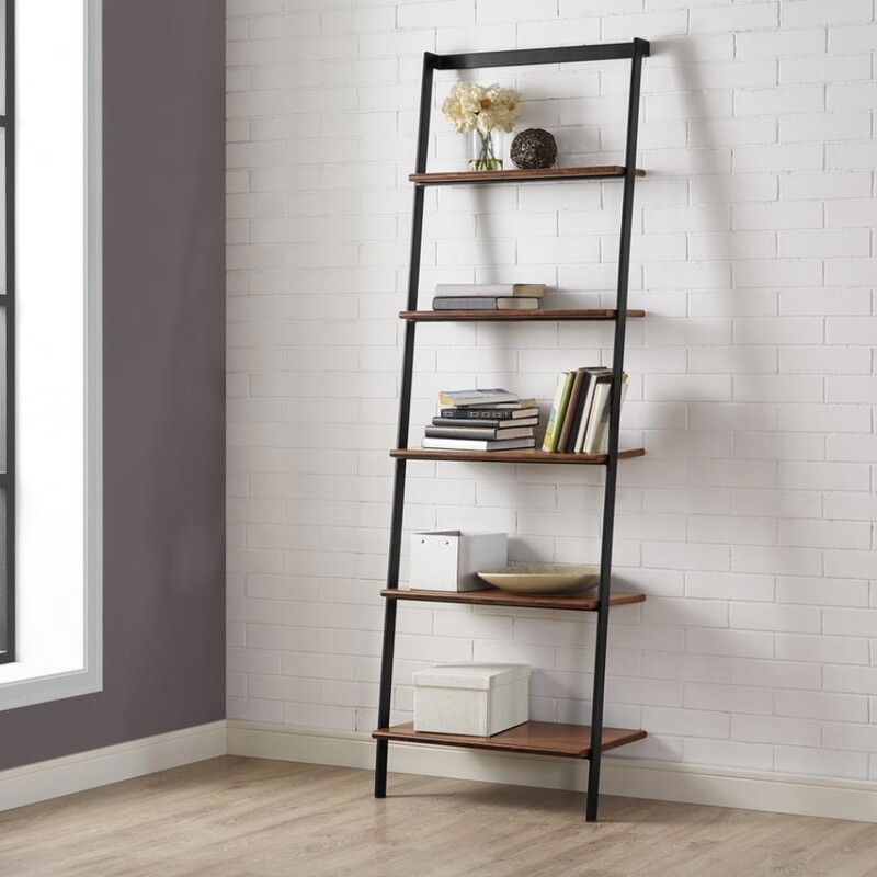 Donnington Metal Shelf

Size: 75Hx25Wx14D

This leaning shelf is constructed with five Exotic shelves which ladder up slim industrial supports in black powder coat steel. Crafted in exotic bamboo with the character, beauty, strength and feel of a truly one-of-a-kind, tropical hardwood. This shelf makes it easy for you to promote sustainability in a lovely, classic and functional way in your home.
