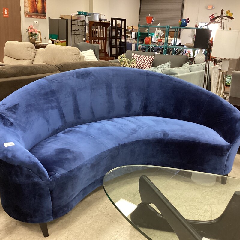 Curved Velvet Sofa, Cobalt, Blue
90 in w