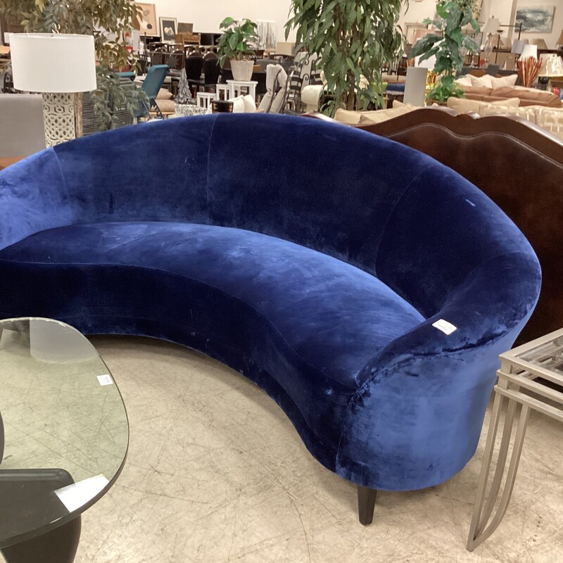 Curved Velvet Sofa, Cobalt, Blue
90 in w