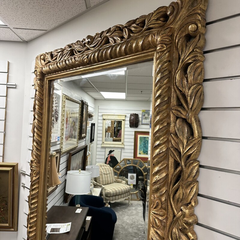 HUGE Gold Gilt Ornate Mirror, manufactured by Silverwood Products<br />
Size: 44x56