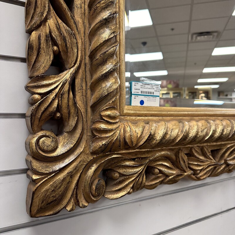 HUGE Gold Gilt Ornate Mirror, manufactured by Silverwood Products
Size: 44x56