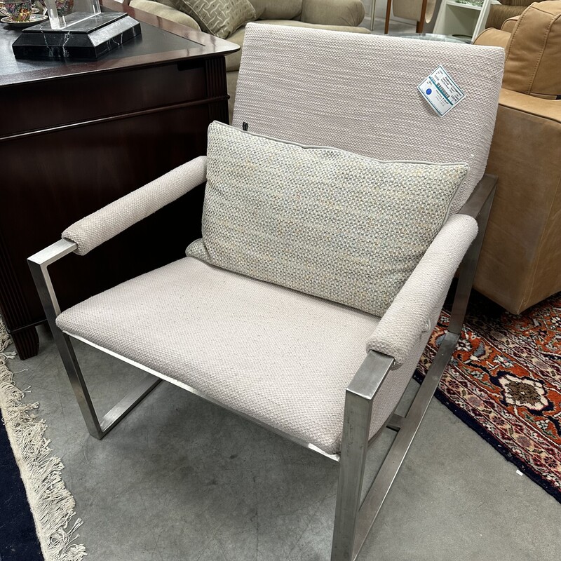 West Elm Bower Chair, Metal Frame with Tan Upholstery
Size: 28W