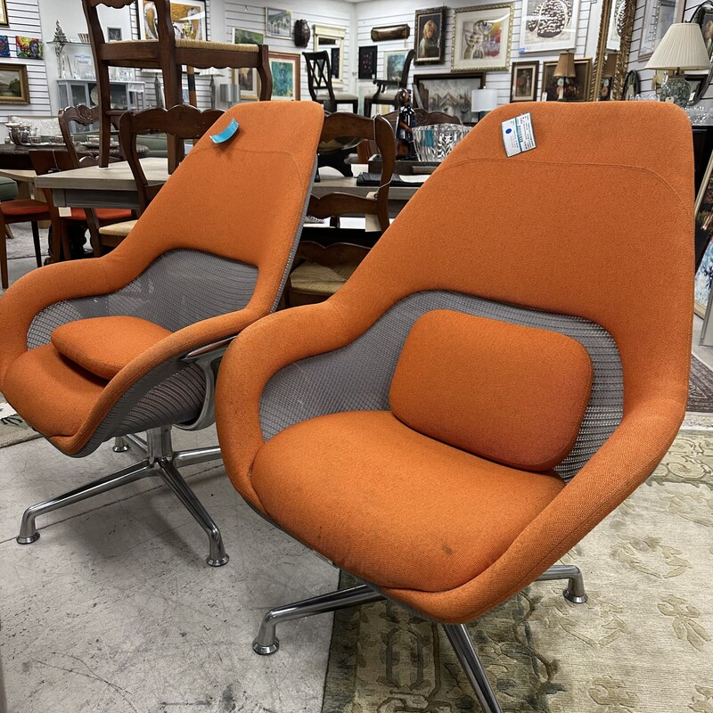 Steelcase Rolling Chair, Orange Upholstry. Manufactured by Coalesse. Price is for one chair only.