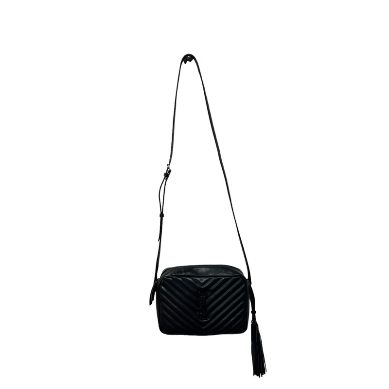 Saint Laurent Lou Lou, Black,<br />
Saint Laurent<br />
LOU CAMERA BAG IN QUILTED LEATHER<br />
GROSGRAIN LINING<br />
 MATTE BLACK METAL HARDWARE<br />
 ZIP CLOSURE<br />
 EXTERIOR: ONE FLAT POCKET AT THE BACK<br />
 ONE FLAT INTERIOR POCKET<br />
 SHOULDER STRAP DROP: 22.8 INCHES<br />
 CALFSKIN LEATHER<br />
 STYLE ID 761554DV7081000<br />
 MADE IN ITALY<br />
<br />
 DIMENSIONS:  9 X 6.2 X 2.3 INCHES