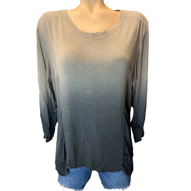 M Made In Italy Top Ombre, Gry/blk, Size: L
