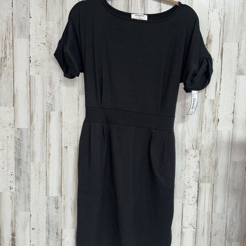 S Black Fitted Tie Dress