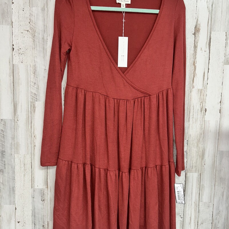NEW M Rust Ribbed Dress