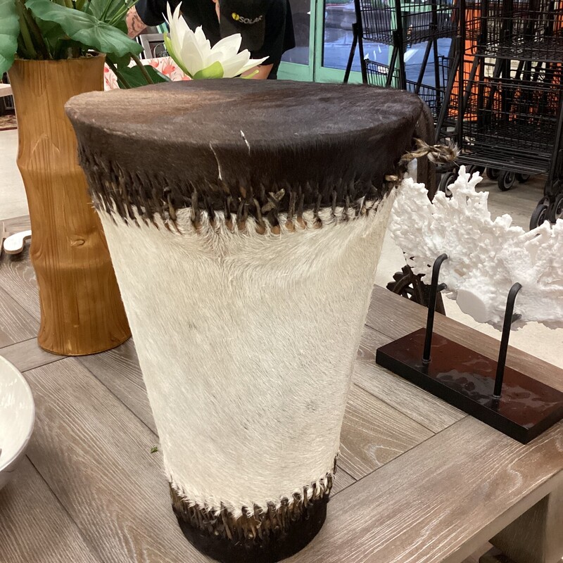 Animal Skin Drum, White, Brown
12 in rd x 18 in t