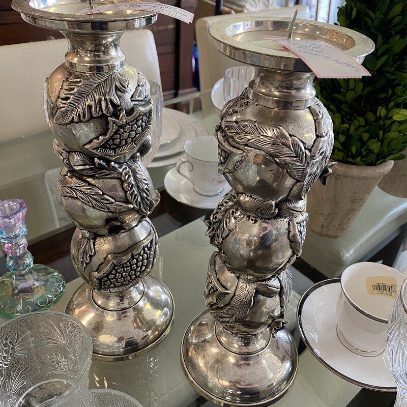 2 Ornate Silver Candle Ho