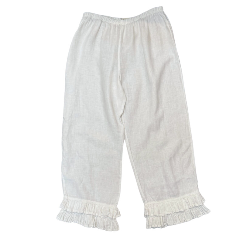Bodil Linen Pants
Ruffle Trim
Color: White
Size: XLarge