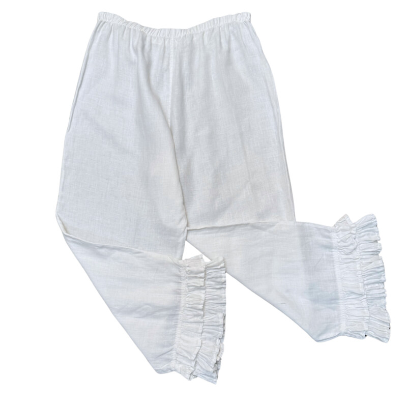 Bodil Linen Pants<br />
Ruffle Trim<br />
Color: White<br />
Size: XLarge