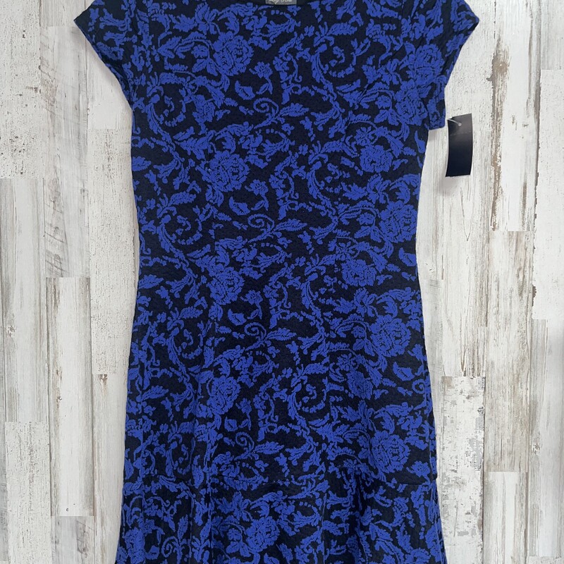 S Black/Blue Print Dress