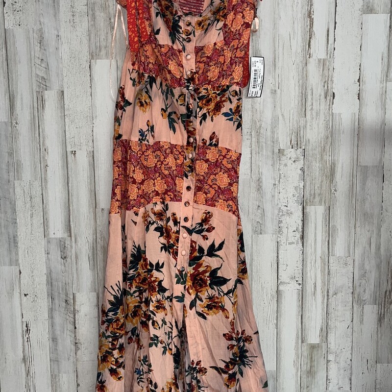 2 Coral Print Maxi Dress, Pink, Size: Ladies S