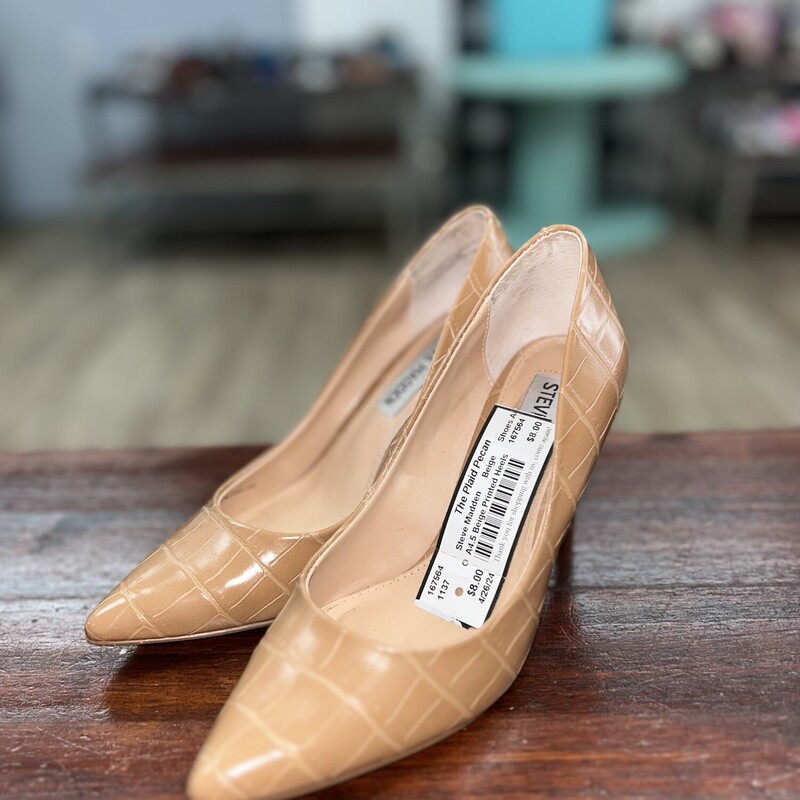 A4.5 Beige Printed Heels, Beige, Size: Shoes A4.5