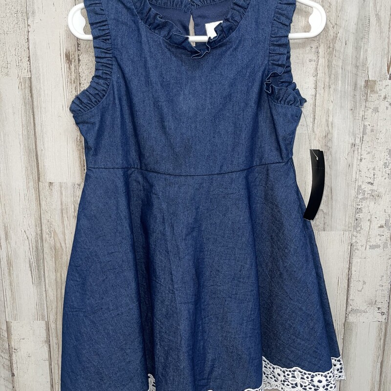 2T Chambray Lace Trim Dre, Blue, Size: Girl 2T