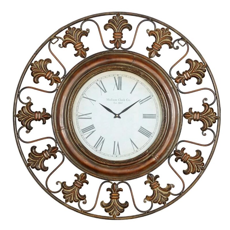 Madison Clock Co Ornate Metal Clock
Brown Gray White Size: 38diameter
Retails: $149.00