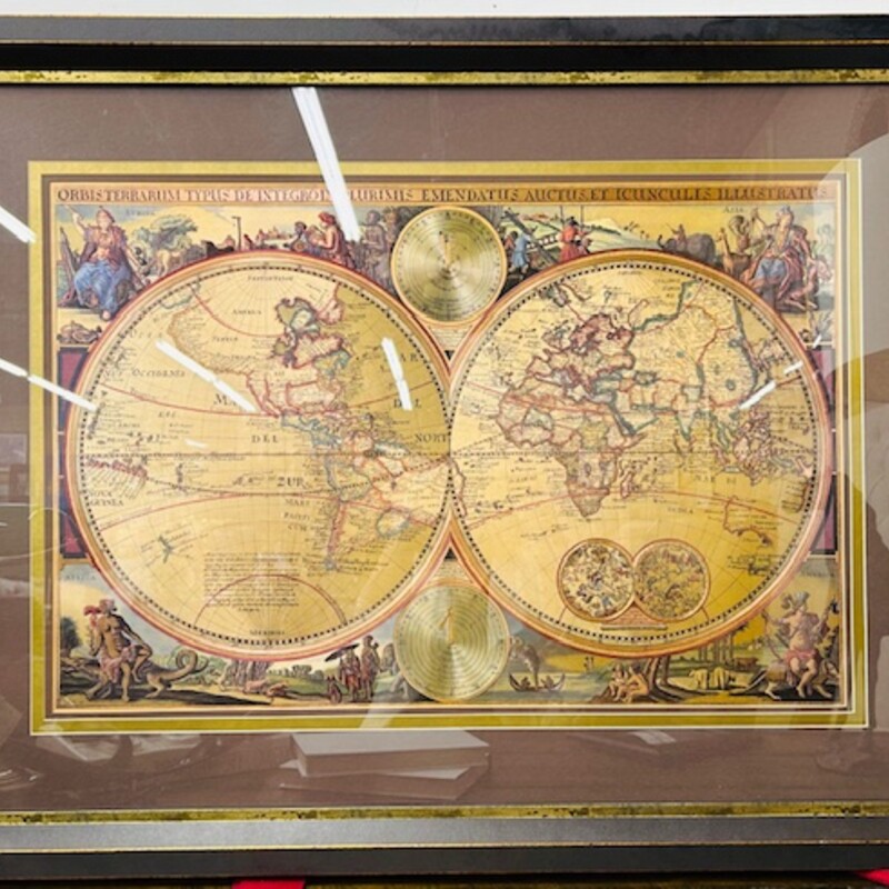 Double Hemisphere World Map Print
Gold Black Purple Multicolored Size: 43 x 32.5H