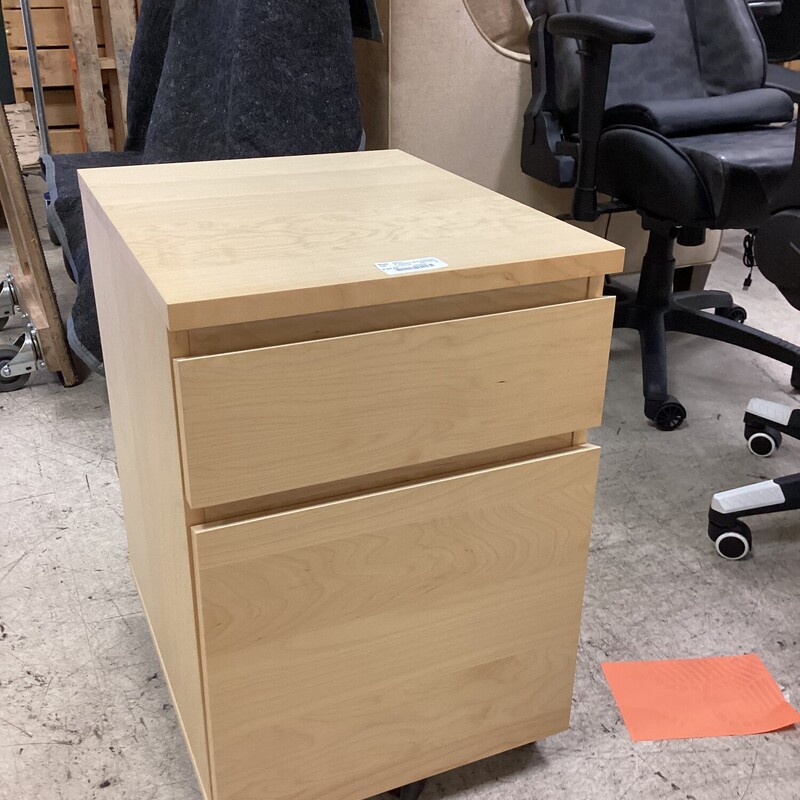 2  Drawer File Cabinet, Lt Wood, Wheels
16 in w x 20 in d x 25 in t