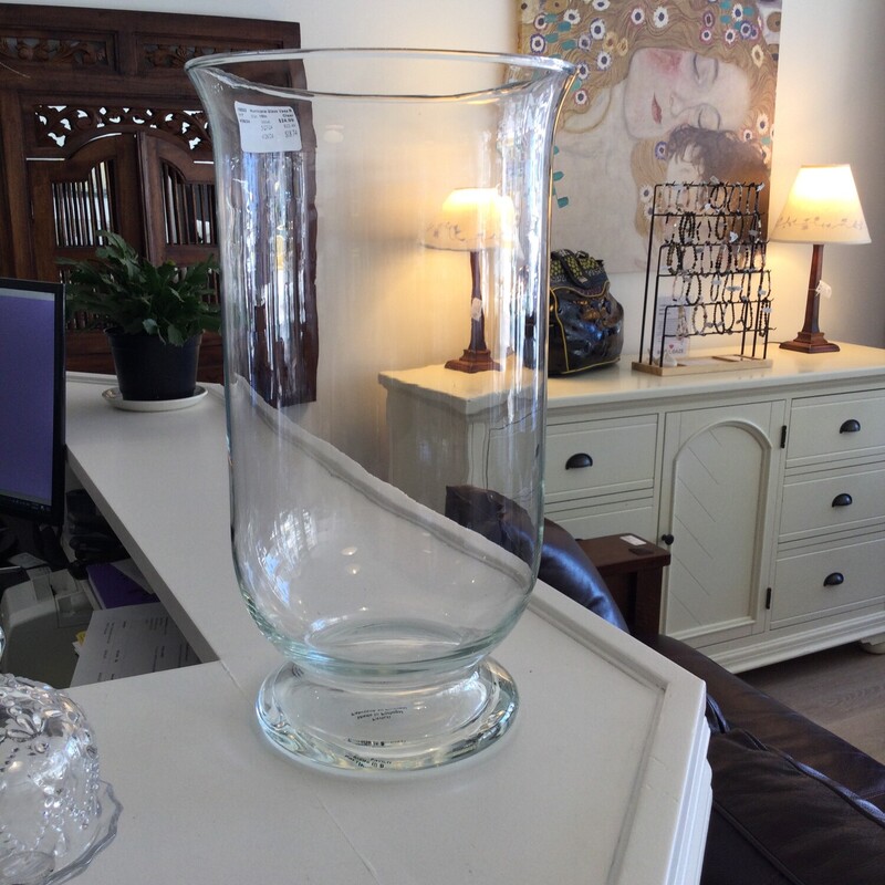 Hurricane Glass Vase, Clear, Size: 16in