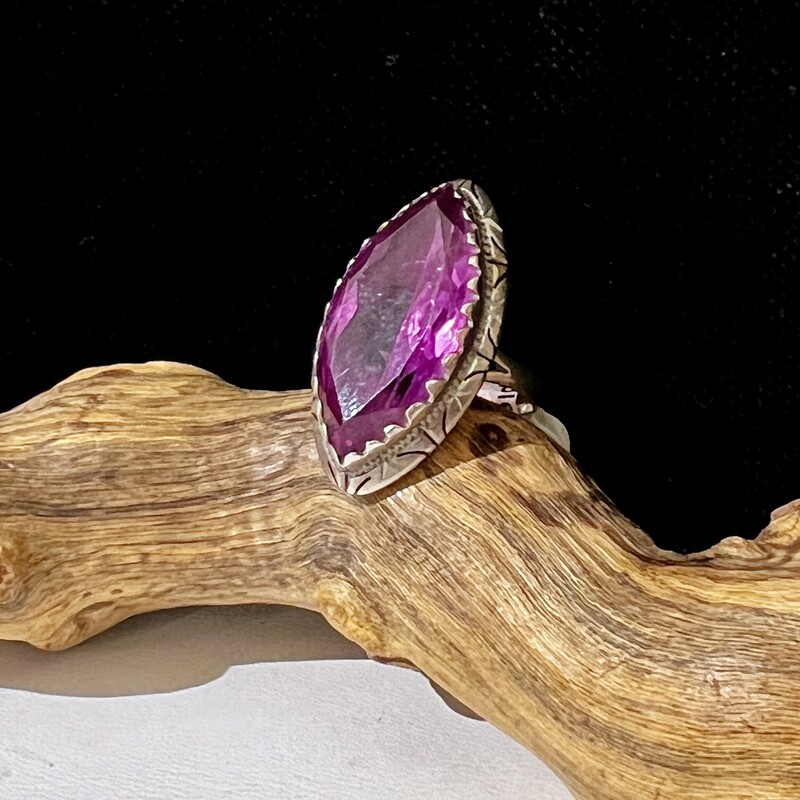 Sterling large purple stone ring