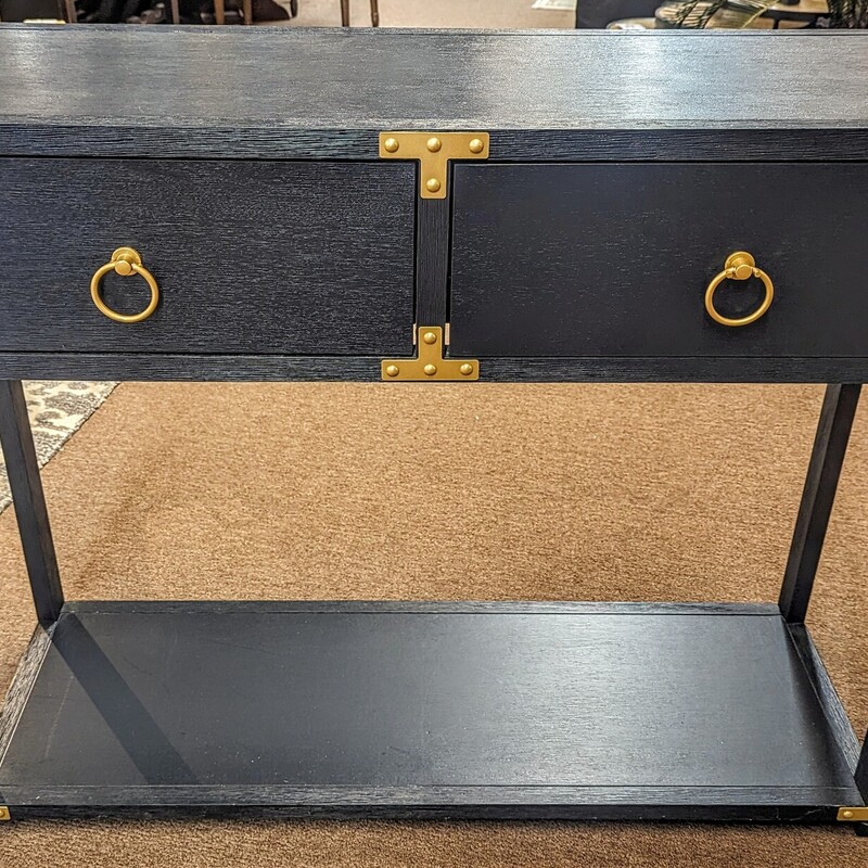 Modern Wood 2 Drawer Console Table
Navy Gold Size: 40 x 13 x 32H
