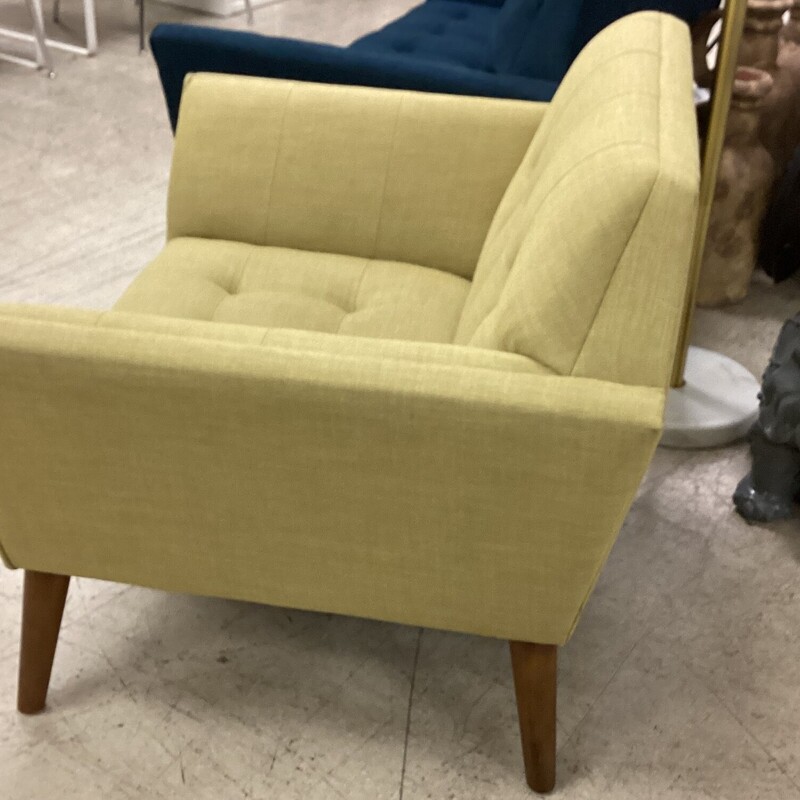Modern Arm Chair, Celery, Wood Legs<br />
38in wide