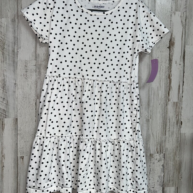 8 White Dotted Tier Dress, White, Size: Girl 7/8