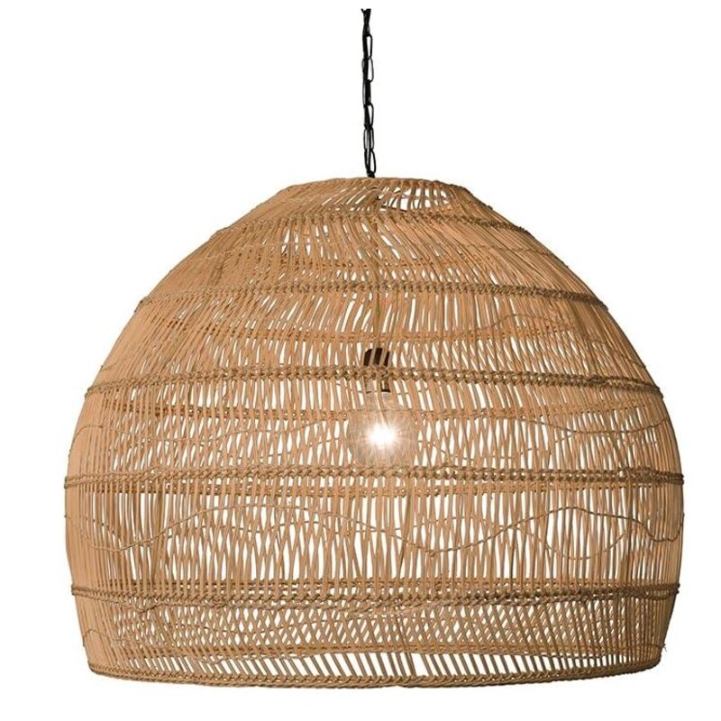 Kouboo Open Cane Weave Chandelier
Tan Black Size: 30 x 24H
Chain total height: 54 inches
Retails: $400+