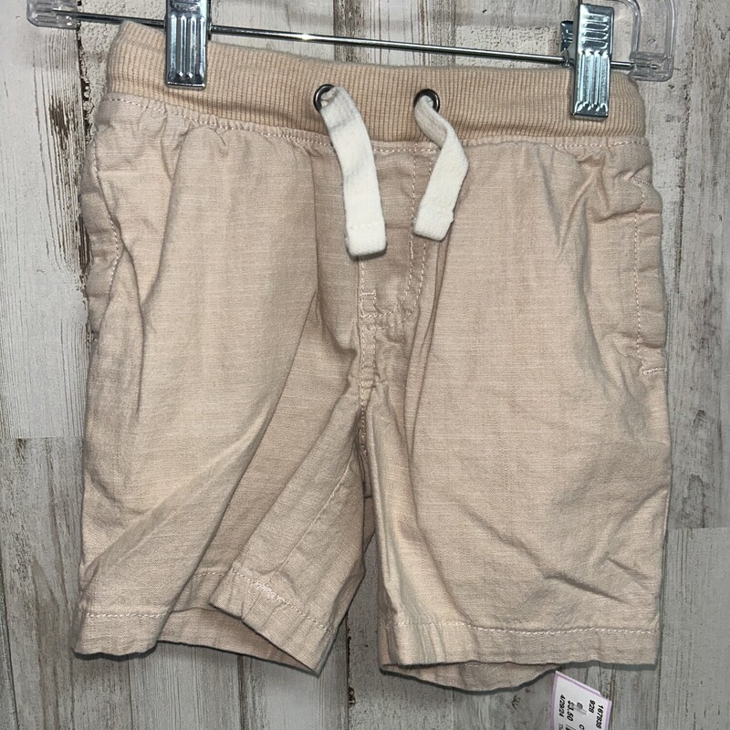 4T Beige Linen Shorts, Beige, Size: Boy 2T-4T