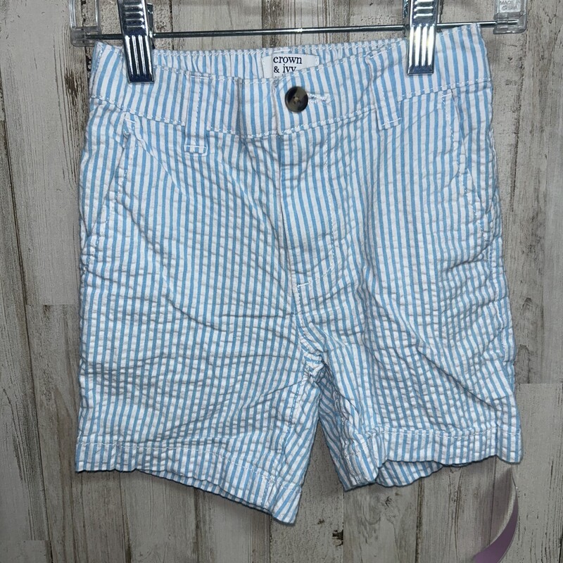 5 Blue Seersucker Shorts, White, Size: Boy 5-8