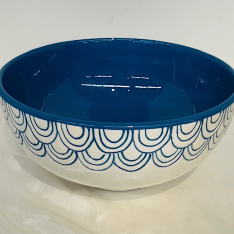Tag Painted Curved Draped Pattern Bowl
Blue White
Size: 10 x 4.5H