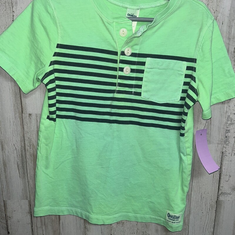 5 Green Stripe Button Top, Green, Size: Boy 5-8