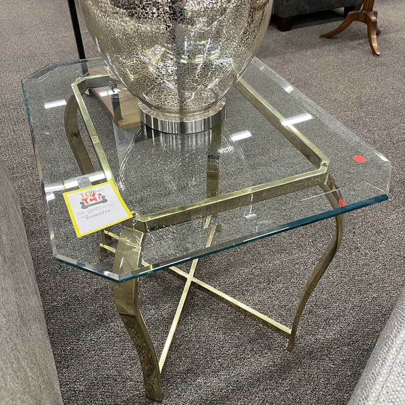 Glass/ Brass End Table