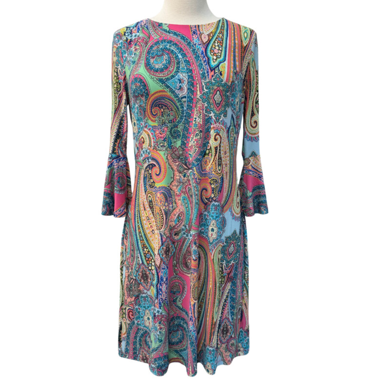 New Tommy Hilfiger Dress
Paisley Pattern
Bell Sleeve
Pink, Lime, Aqua, Black and Yellow
Size: 6