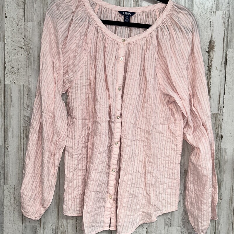 L Pink Textured Button Up, Pink, Size: Ladies L