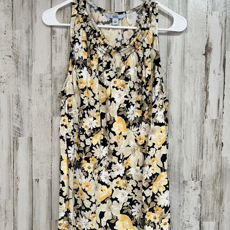 L Yellow Floral Keyhole T