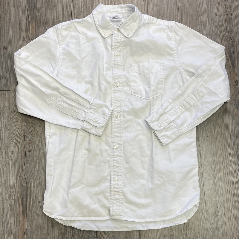 Gap Button Down Organic Cotton Dress Shirt, White, Size: 14Y